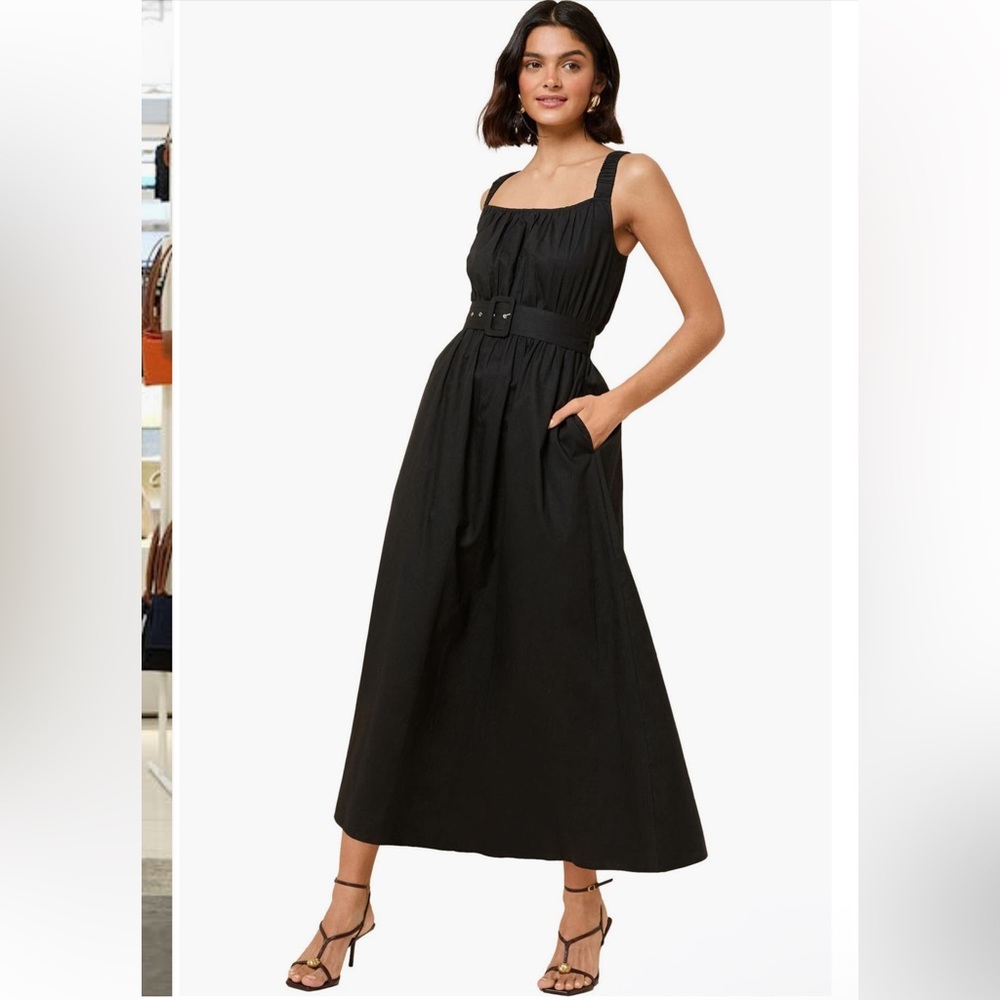 NWT Friends Like These Black Belted Cotton Maxi Dress Size 12